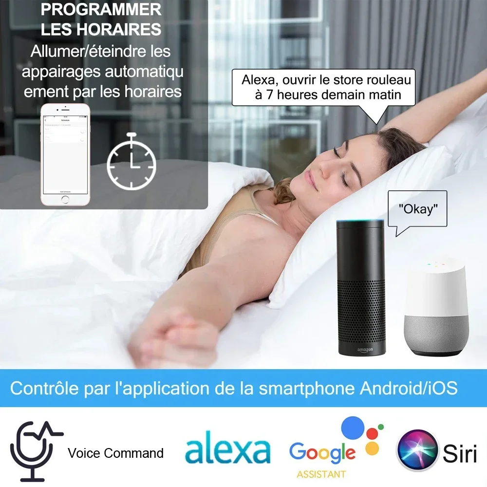 Interruptor de cortina inteligente para persianas enrollables motorizadas, Control remoto por aplicación Tuya, funciona con Alexa, Google Home y Siri