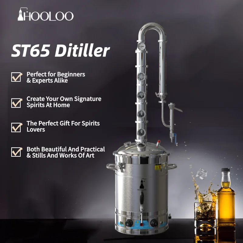 HOOLOO ST65 التدفئة الكهربائية المنزل لا تزال الفولاذ المقاوم للصدأ الكحول المقطر Moonshine جهاز براندي ويسكي الفودكا رم #2
