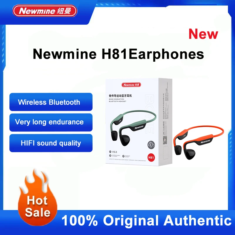 New Original Newmine H81 Bone Conduction Bluetooth Earphones Wireless Sports Running Ear Hanging Non In-ear Bone Sensing