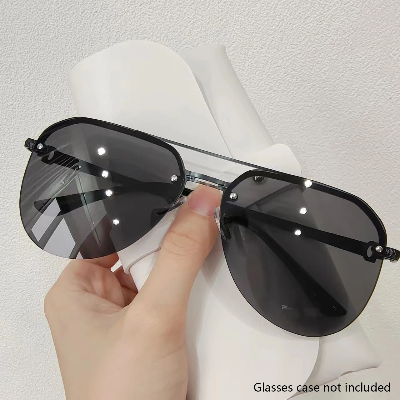 New Fashion Metal Half Frame Women\'s Outdoor Sunglasses Classic Double Beam Glasses