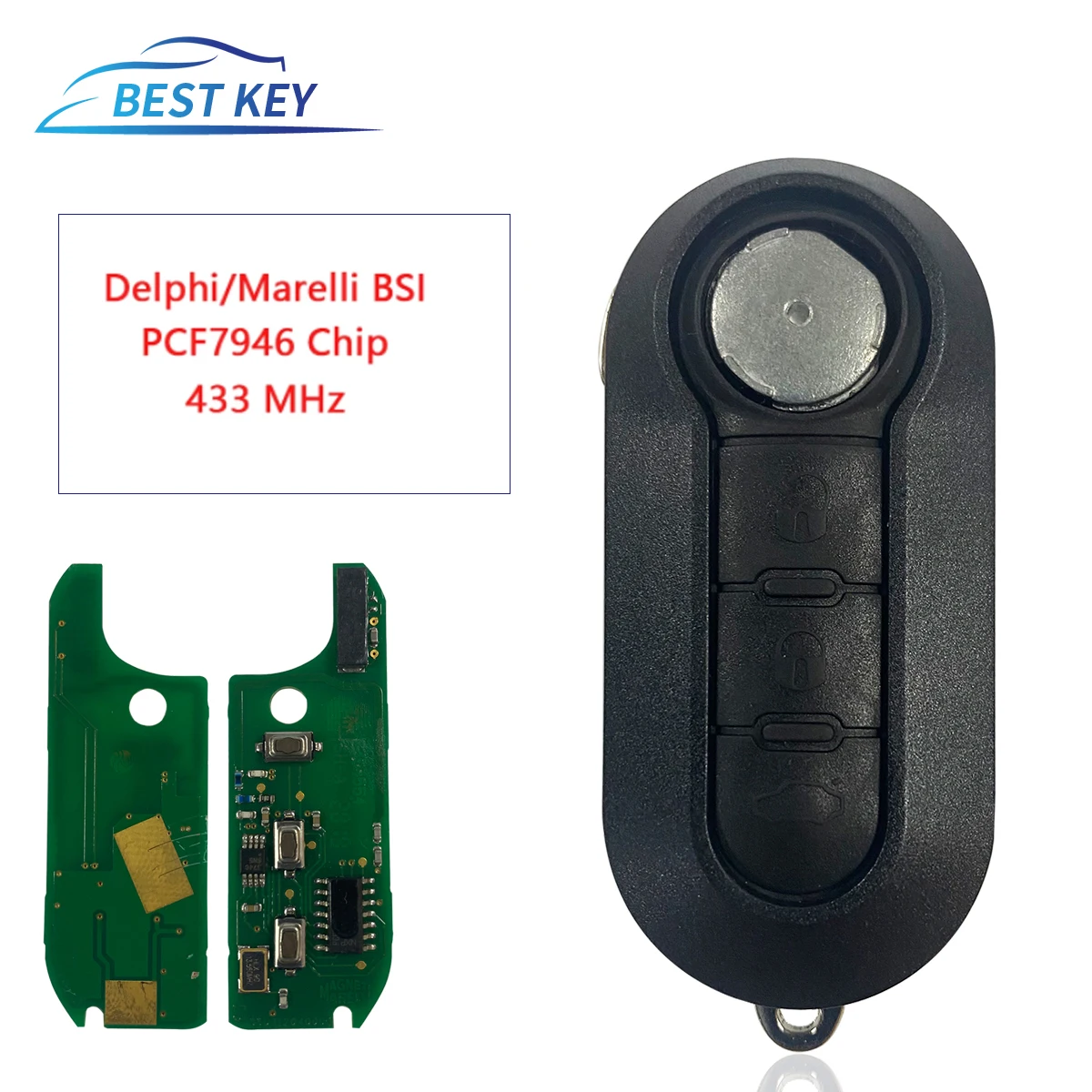 BEST KEY  Replace Smart  Remote Car Key For Fiat 500 Doblo Qubo Grande Punto 2006-2013 Delphi BSI System 433.92ASK PCF7946