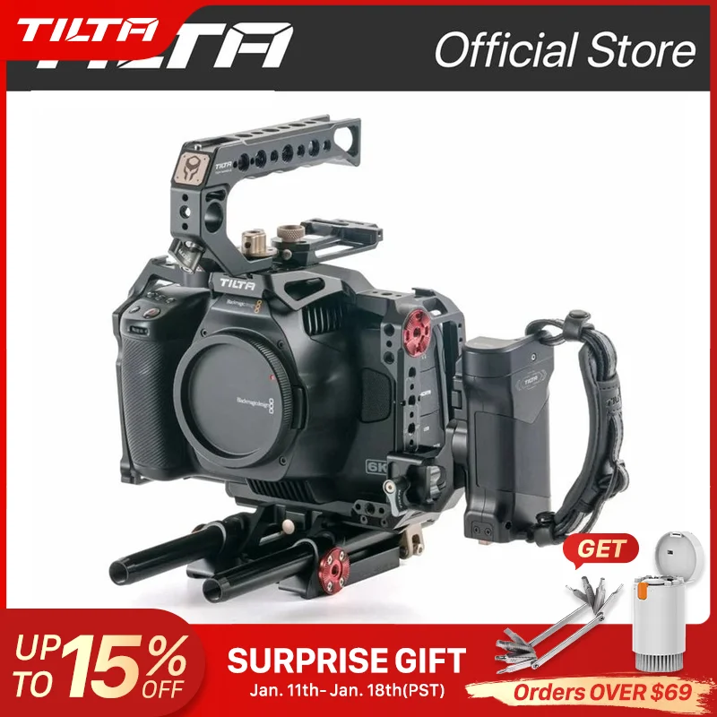 TILTA-Camera Cage para BMPCC, Dslr Rig Acessório, Top Handle, R, S Cabo, Baseplate, 6K Pro, G2, TA-T11-A