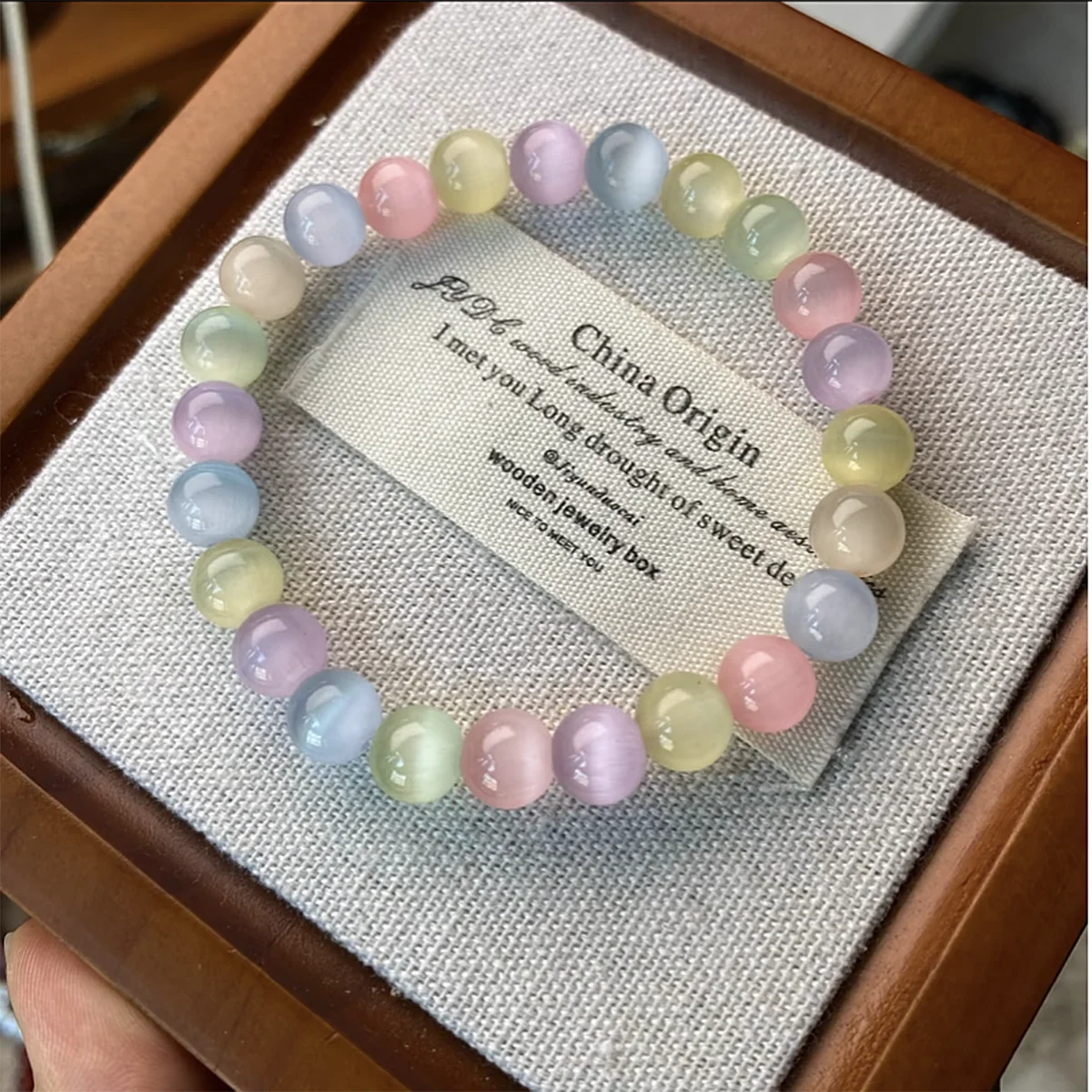 

Разноцветные бусины «Кошачий глаз» 8 мм, радужный браслет, женские модные украшения, милый подарок для девочек