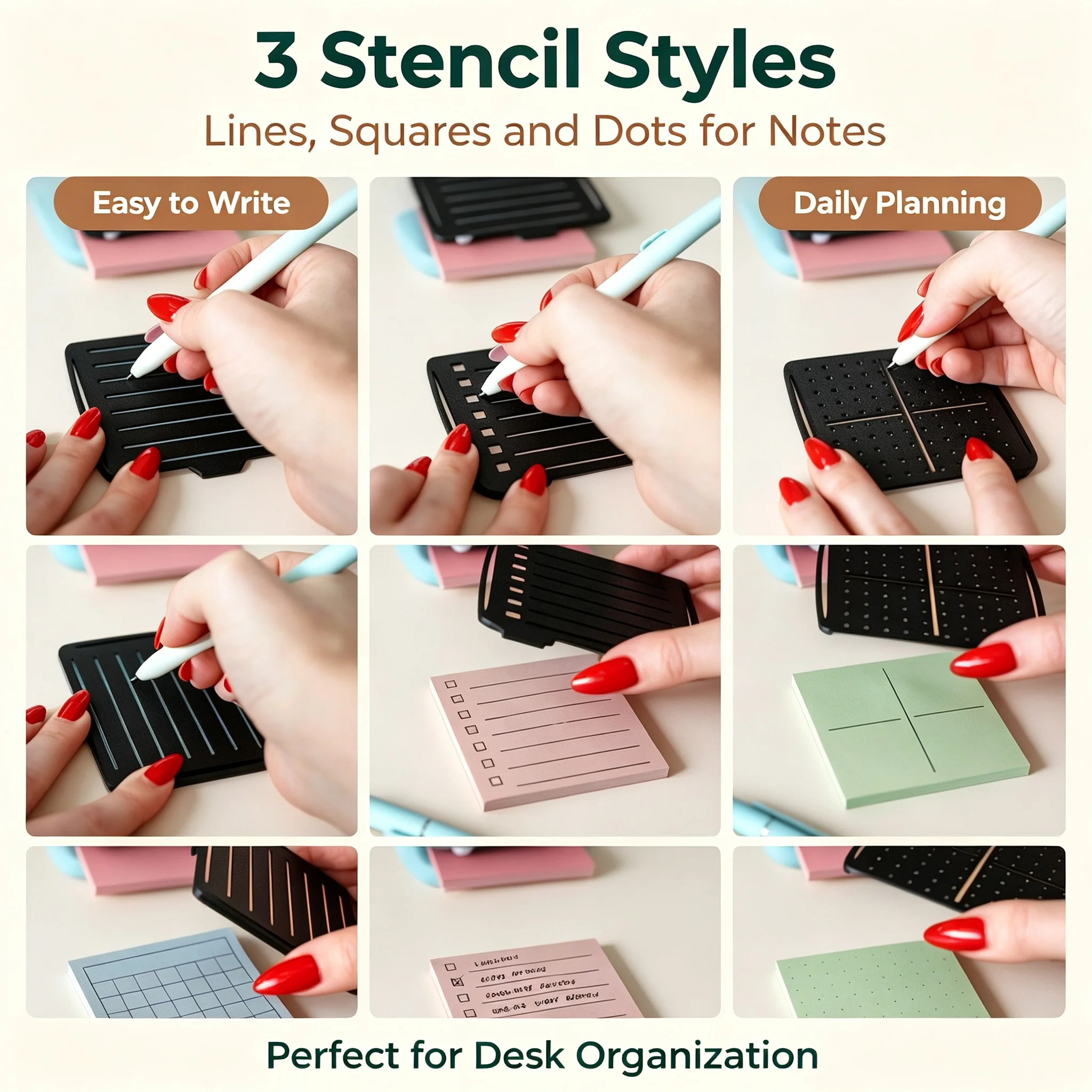 Desk Organizer Pen Holder Pencil Stand, Cute Resin Frog Hippo Cow Note Dispenser with Sticky Memo Photo Slot, Office Stationery