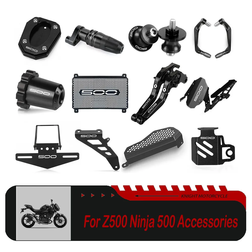 

For Kawasaki Z500 Ninja 500 SE ABS 2024 2025 2026 Accessories Radiator Grille Guard Cover Swingarm Spools Rear Tail Tidy Parts