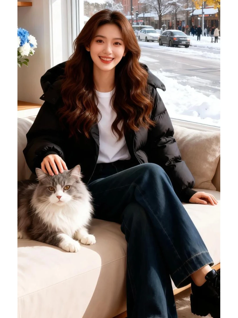 

2026 New Faionable Pure Color Design Retro Sle Women's Hoodie High Quali Cotton Jaet Korean Version Loose Fit Long Sl...