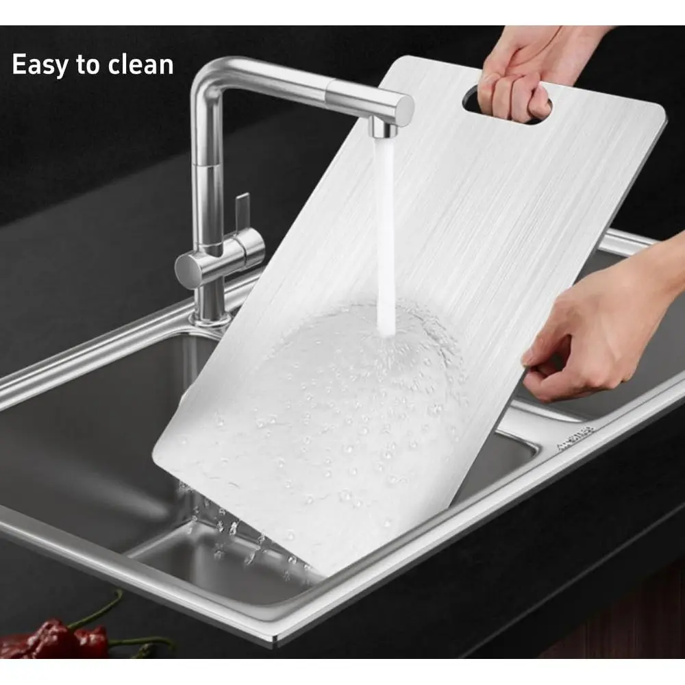 Pure Titanium Double-Sided Cutting Board - Medical Grade, Hygienic & Durable Kitchen Tool, Easy Clean, 18x12 Inches