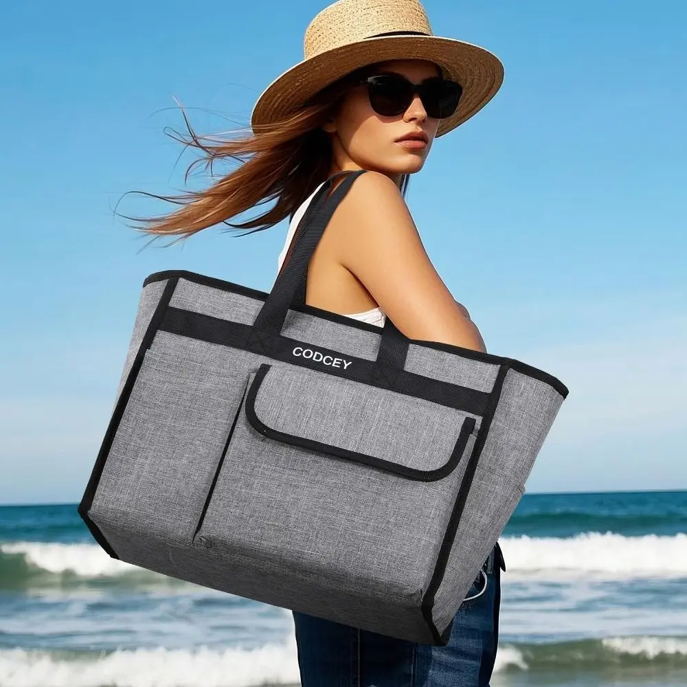 

New Large Beach Tote Utility With Wet Pocket Pool Bags Waterproof Gym Carry On Bag for Women Ladies