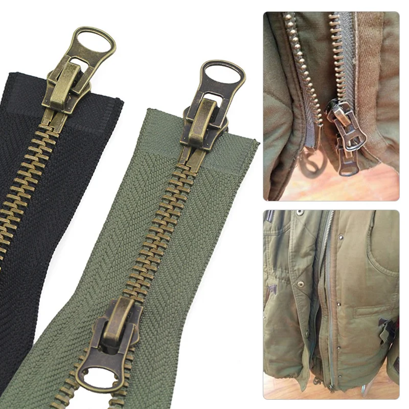 1pcs Garment Accessories Long Zip Metal Zipper Double Slider Open Ended Jacket Two-way Diy Sewing 8# Jacket Zipper