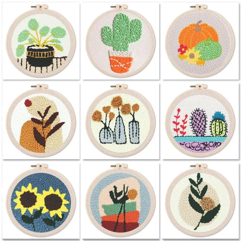

GATYZTORY Flowers And Plants Punch Needle Embroidery Home Wall Decor Hand Embroidery Kit Floral Embroidery Kit Beginner Original