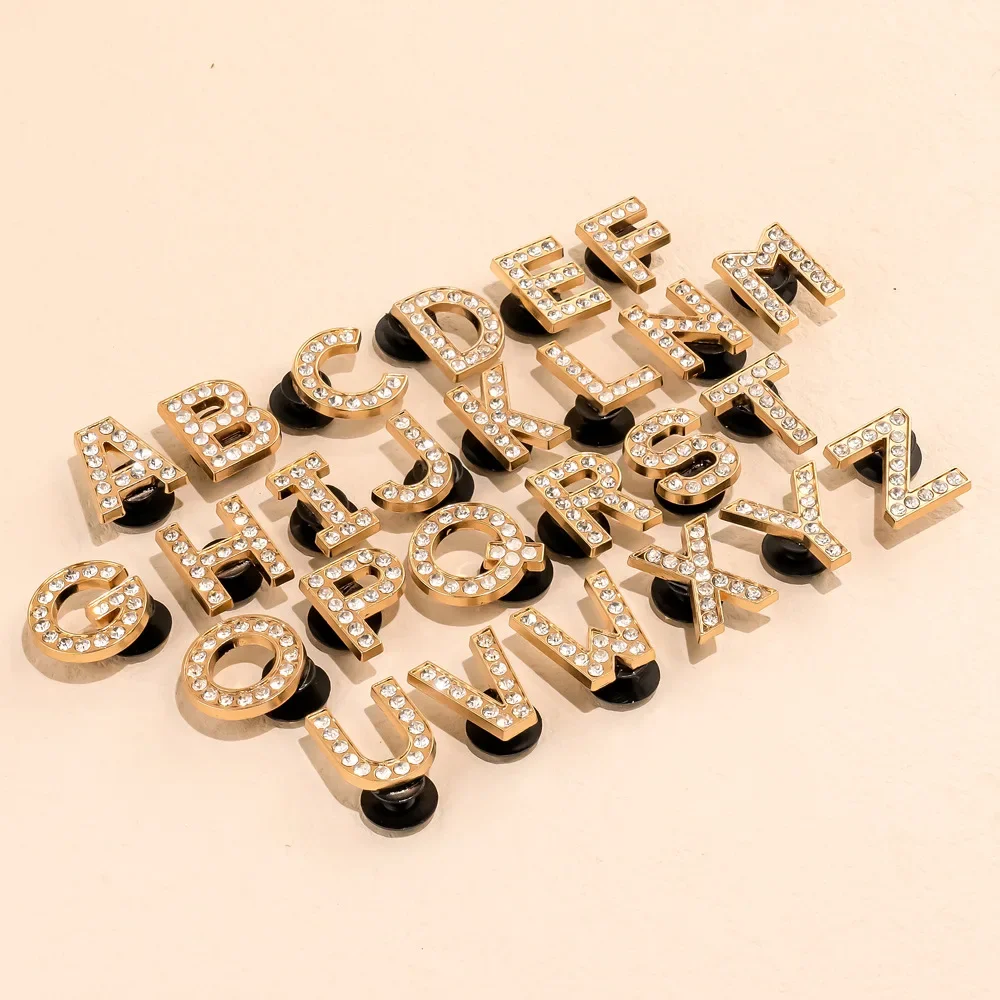 Child Adult Garden Hole Shoe Accessory DIY Detachable Water Diamond Decorative Beach Sandal Buckle Metal Letter Shoe Buckle