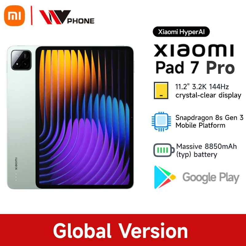 

Глобальная версия Xiaomi Pad 7 Pro 11,2 дюйма, 256 ГБ, 512 ГБ, Snapdragon 8s Gen 3,2 К, 144 Гц, дисплей, 50 МП + 32 МП, камера, 8850 мАч, Mi Tablet PC
