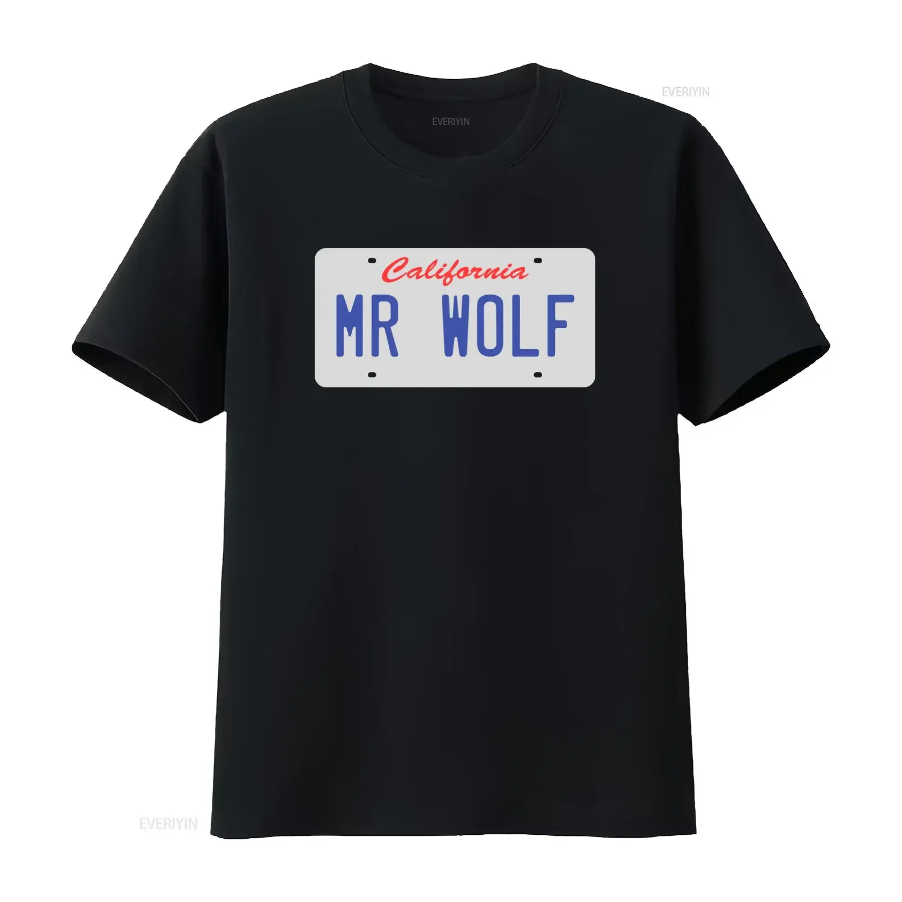 California Mr Wolf License Plate Design T Shirt for Fashion Casual vintage Washed streetwear Breathable designer clothes