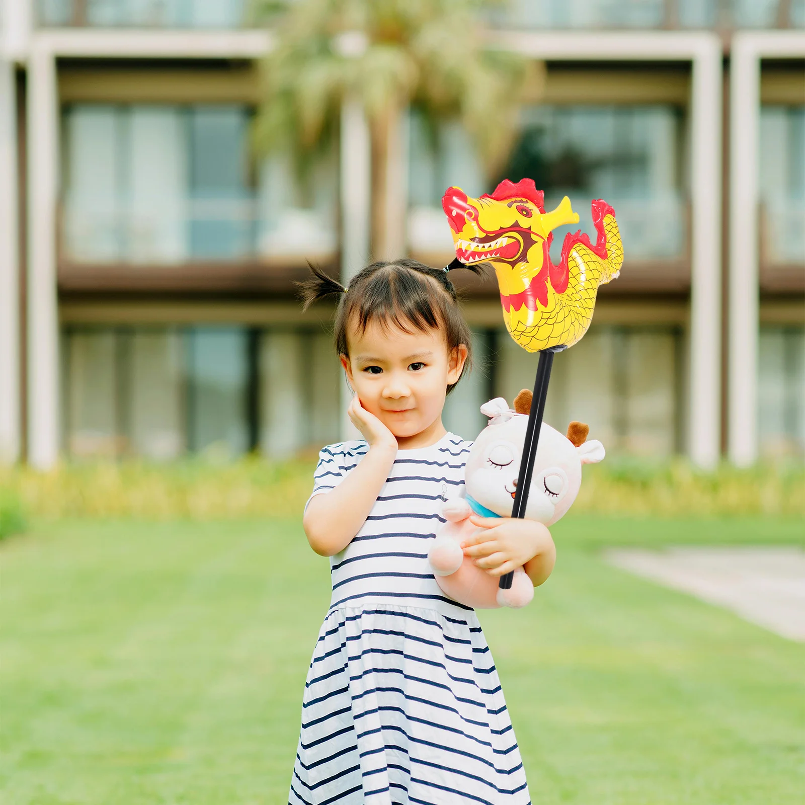 Décor gonflable de l'année du Dragon chinois, 3 pièces, fournitures de fête lunaire, décorations de Festival, ballon Dragon de dessin animé pour la famille