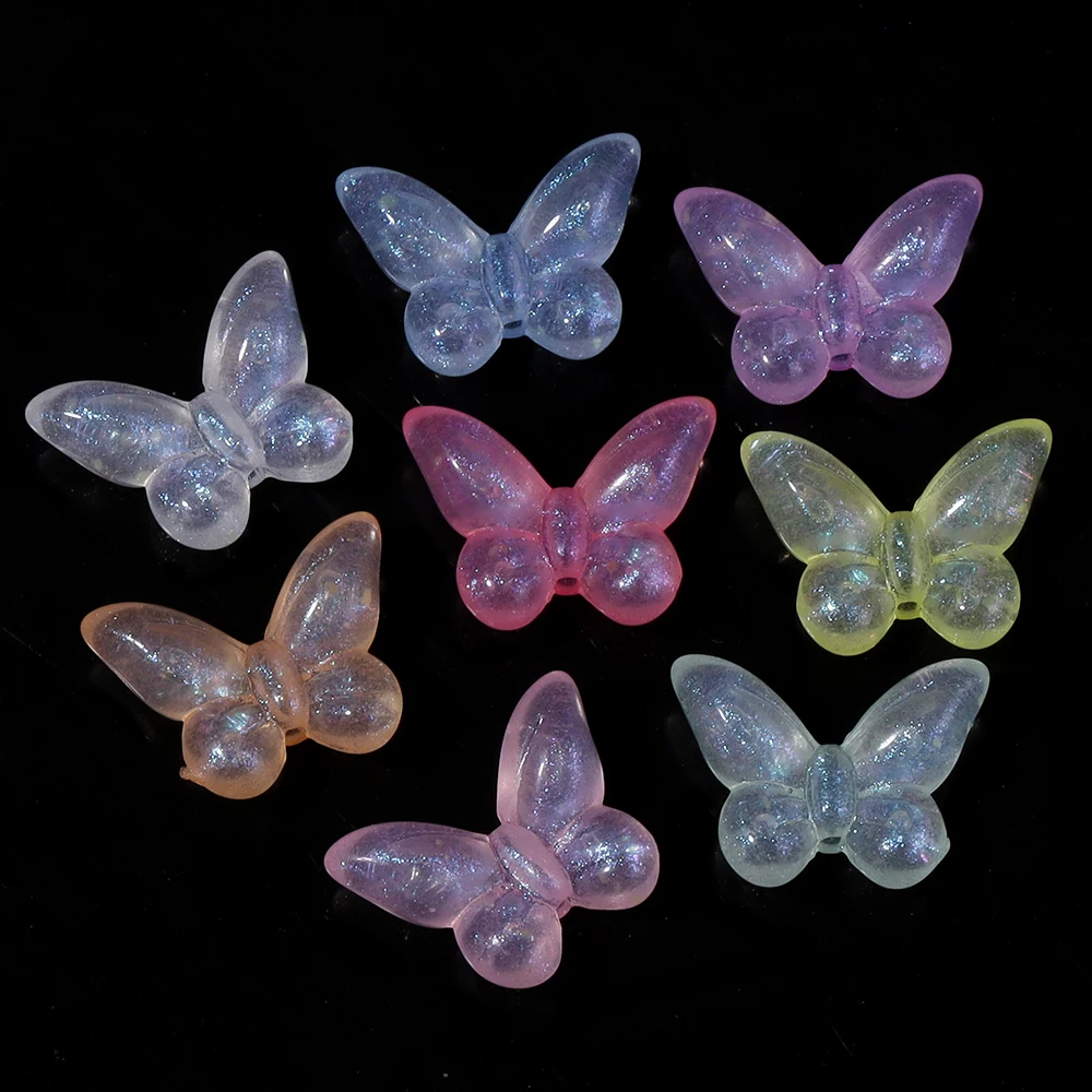 50 قطعة/الوحدة الاكريليك فراشة الخرز الملونة شفافة سحر الخرز فضفاض خرزة مباعدة DIY بها بنفسك صنع المجوهرات قلادة سوار