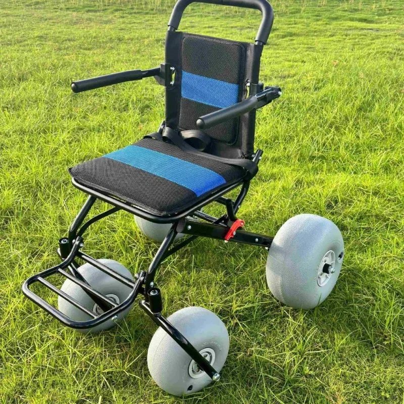Beach Wheelchair Manual Foldable Lightweight Disabled Elderly Aluminum Alloy Steel Tube Scooter Small Elderly