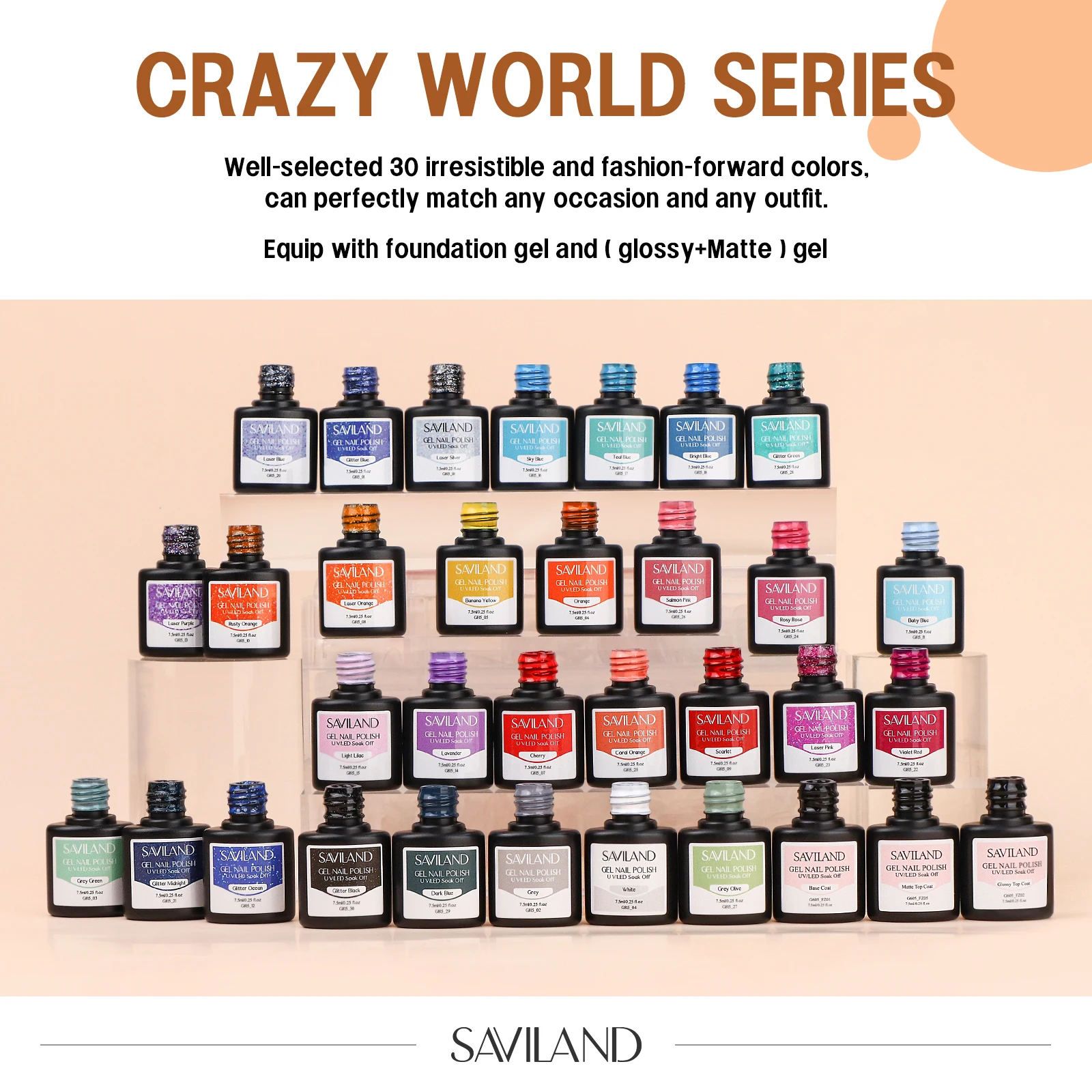 SAVILAND Nail Gel Polish Set 30 Colors Jelly Gel Nail Polish with Base and Top Coat Varnish Soak Off UV Gel For Nail Art