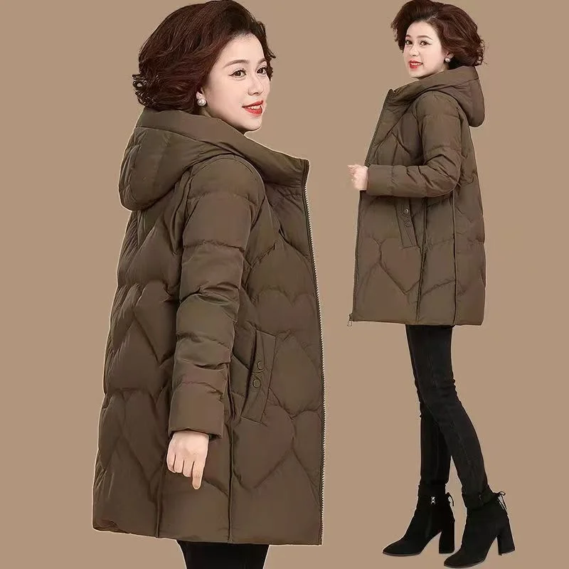 Cotton-padded Jacket For Women's Middle School Long Loose Large Size Style Cotton-padded Jacket Autumn And Winter Padded Coat