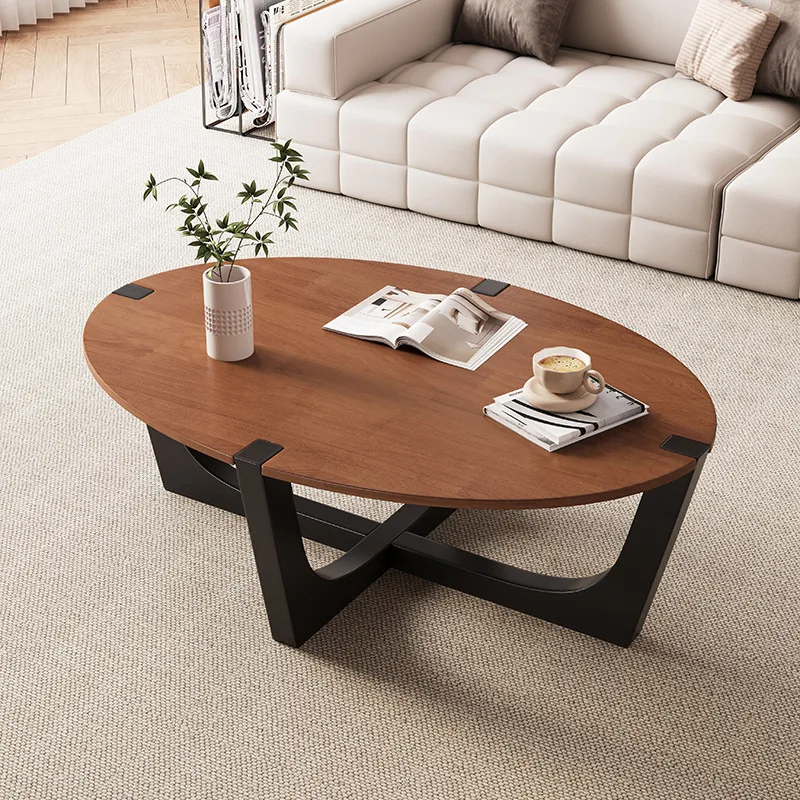 Cream Round Coffee Table, Solid Wood Leg Minimalist Side Table, Small Space Home Living Room Balcony Furniture