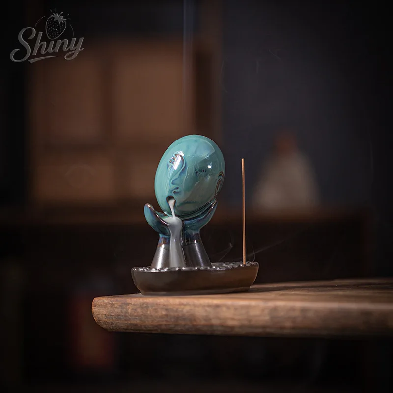 

Blue Ceramic Incense Burner Head Image Art Reflux Incense Burner Home Interior Incense Burner Creative Ornaments