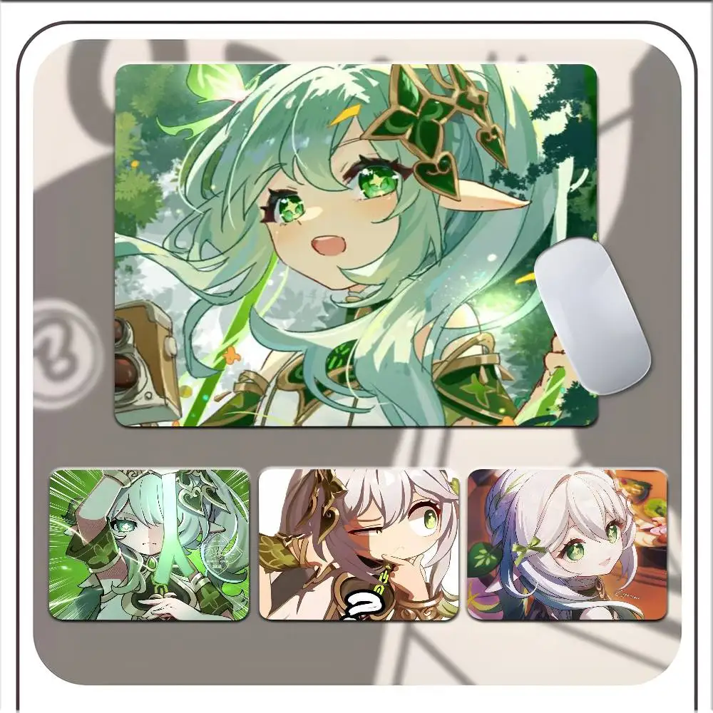 

Коврик для мыши с мультяшными персонажами Kinich Iansan Nahida Mona, маленький коврик для мыши с замком по краям, прямоугольный противоскользящий резиновый коврик для компьютерного стола