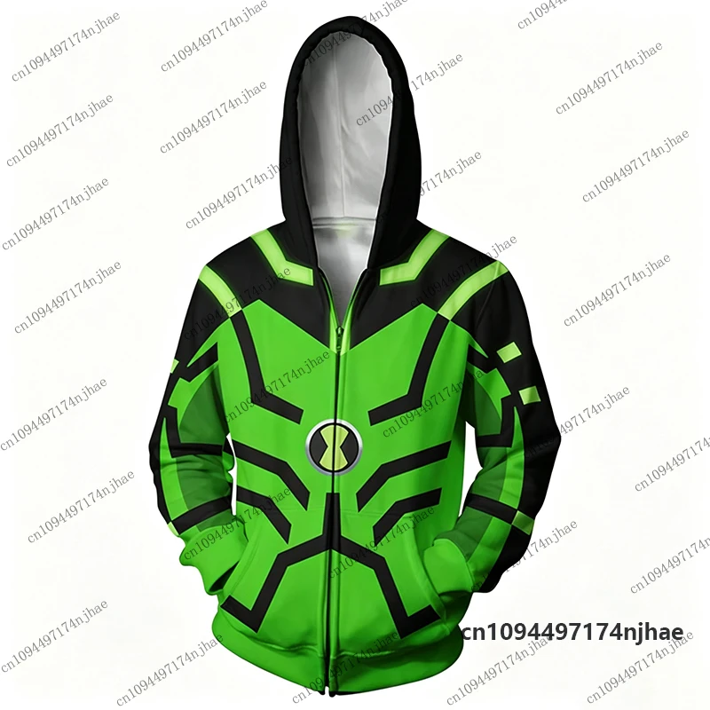 2026 Neue Anime Omnitrix Ben10 Cosplay 3D-Druck Reißverschluss-Hoodies für Herren, Langarm-Sweatshirt, lässiger Pullover, Oberteile für Kinder/Erwachsene – Detail 8