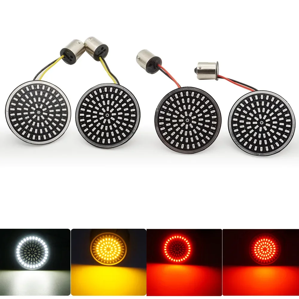 Motorcycle Bullet Turn Signal Indicator Light Lamp White/Amber LED  Light for Harley Sportster Touring Electra Glide Dyna FLSTF