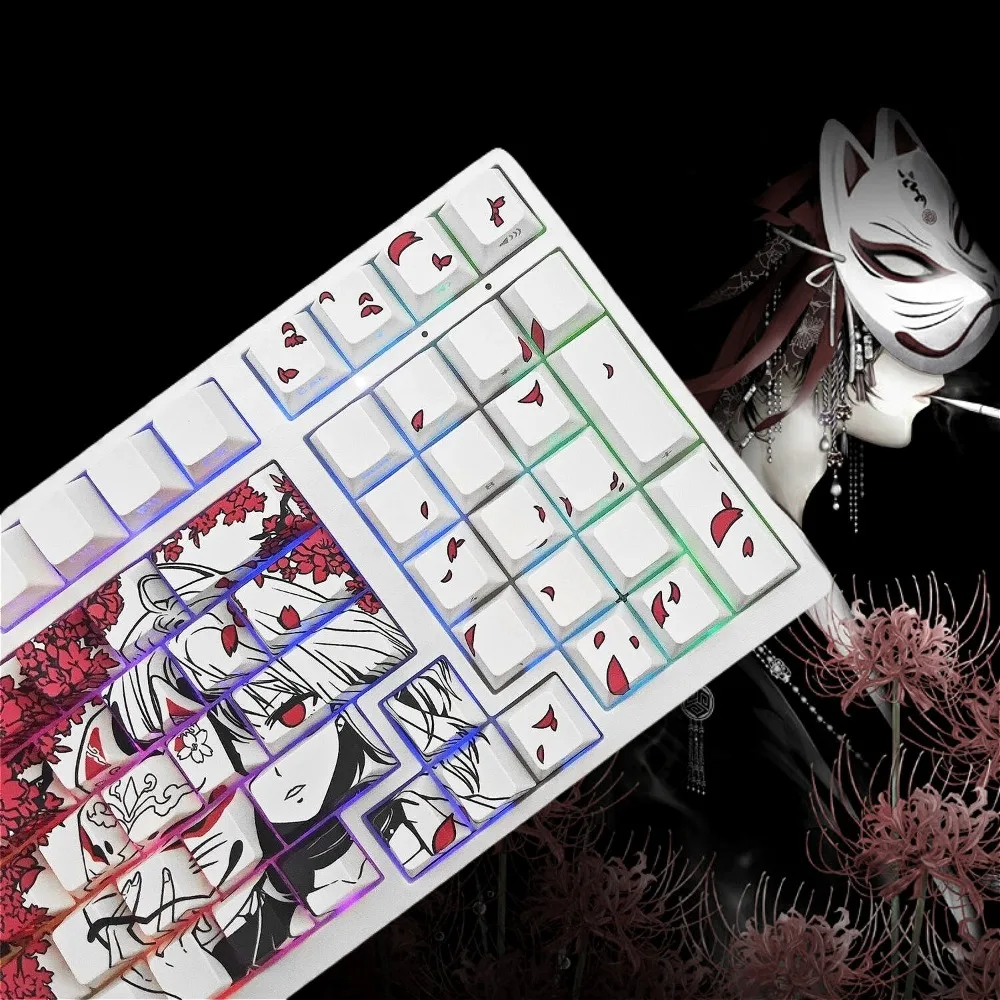 

Fox mask girl, small full set of PBT cherries, keyboard keycaps, suitable for custom mechanical keyboard accessories