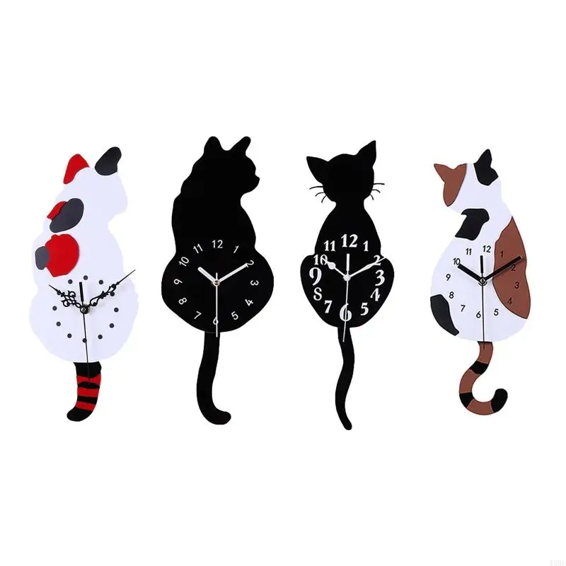 45BE para criativo para o relógio parede gato WAG Tail acrílico decorativo sem ticking para a cozinha sala estar no do