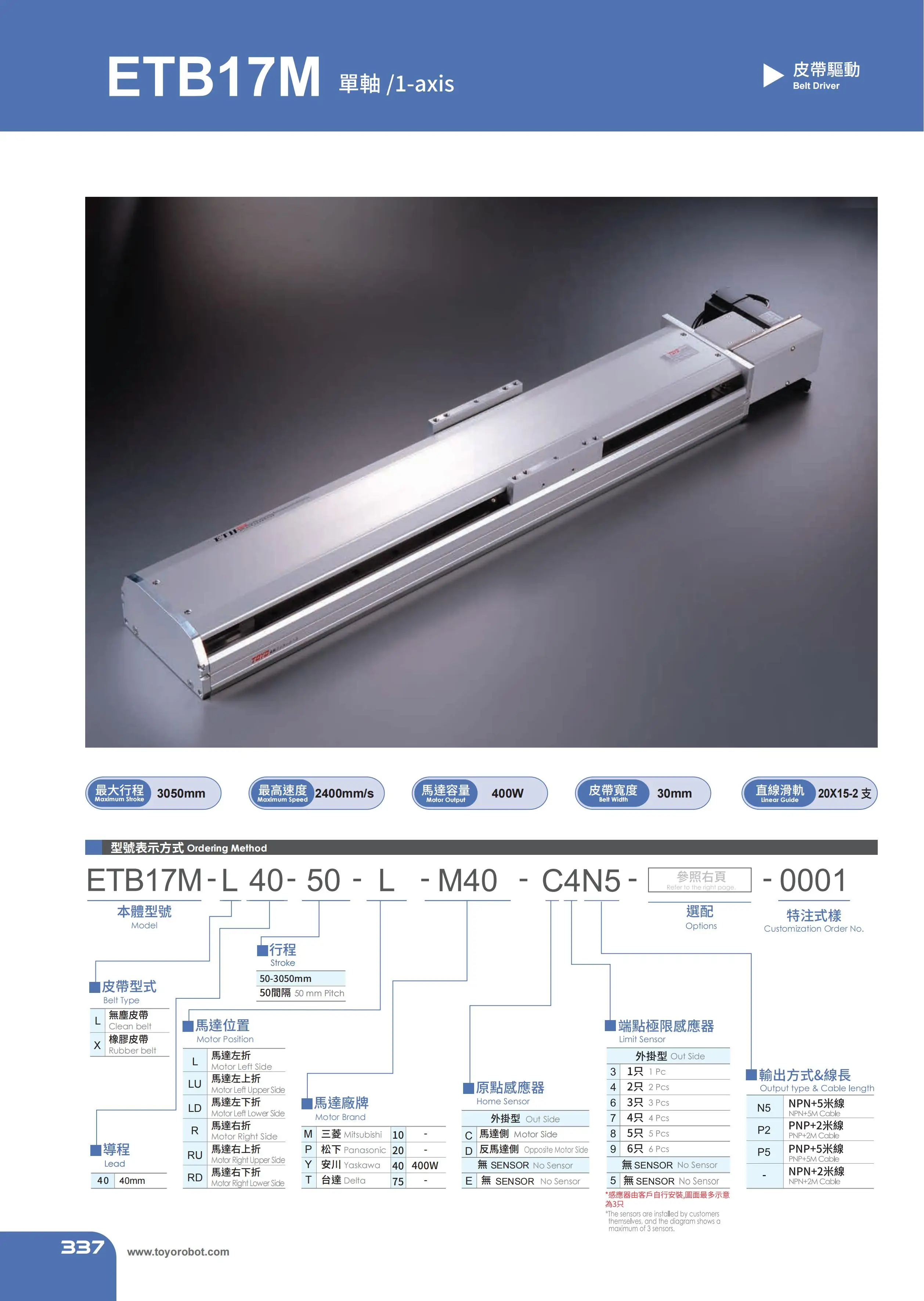 TOYO HIWIN High Precision Linear Custom Screw Slide Automatic Module XYZ Axis Slide Module ETB17M Series