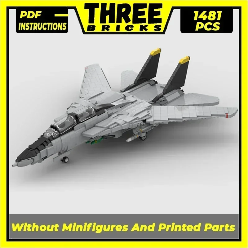 Moc Building Bricks Military Aircraft Model F-14 Tomcat Fighter Technology Modular Blocks Gifts Christmas Toys DIY Sets Assembly