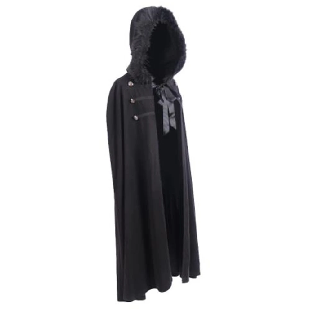 Gothic Men Cloak Coats Hooded Solid Loose Windproof Men'S Trench Coat Men Chic Winter Long Cape Poncho Black S-2xl