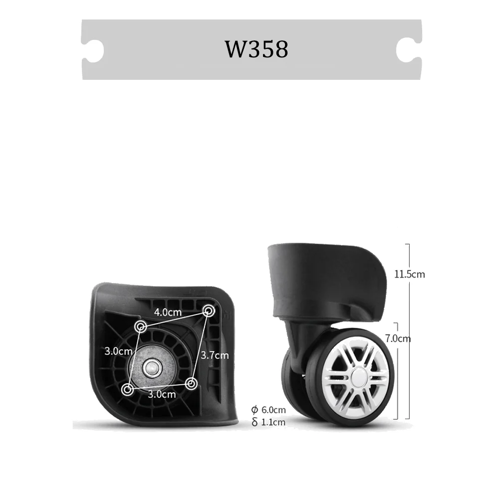 For OIWAS W358 Universal Wheel Black Replacement Suitcase Rotating Durable Silent Smooth Shock Absorbing Accessories Wheels