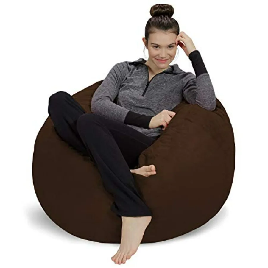 

Bean Bag Chair Plush Ultra Soft Memory Foam with Microsuede Cover Chocolate 3 Feet Stuffed Foam Filled Furniture for Dorm Room