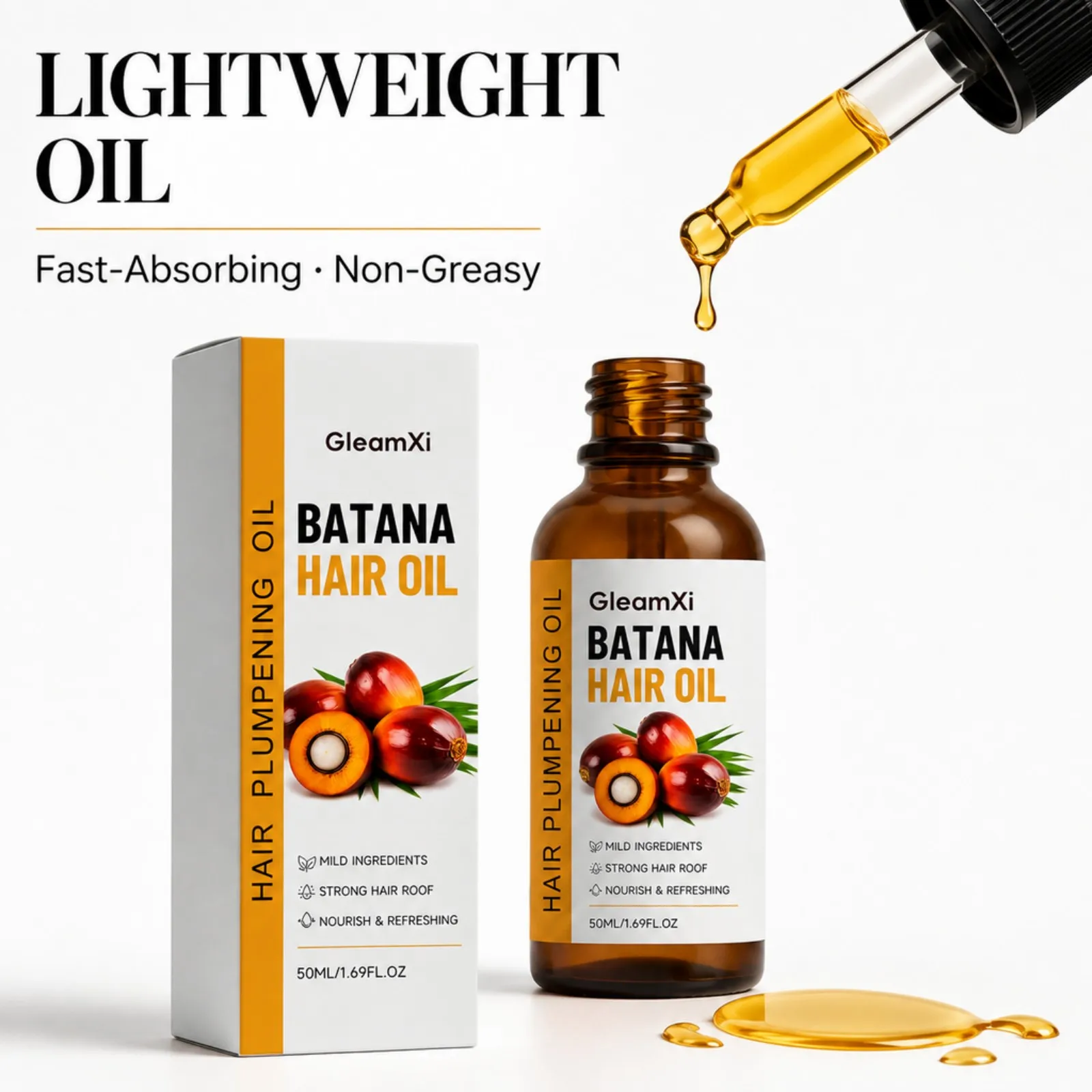 Batana Hair Oil Rosemary Extract Nourish Scalp Strengthen Roots Boost Volume Smooth Frizz Lightweight Care for Men Women 50ml