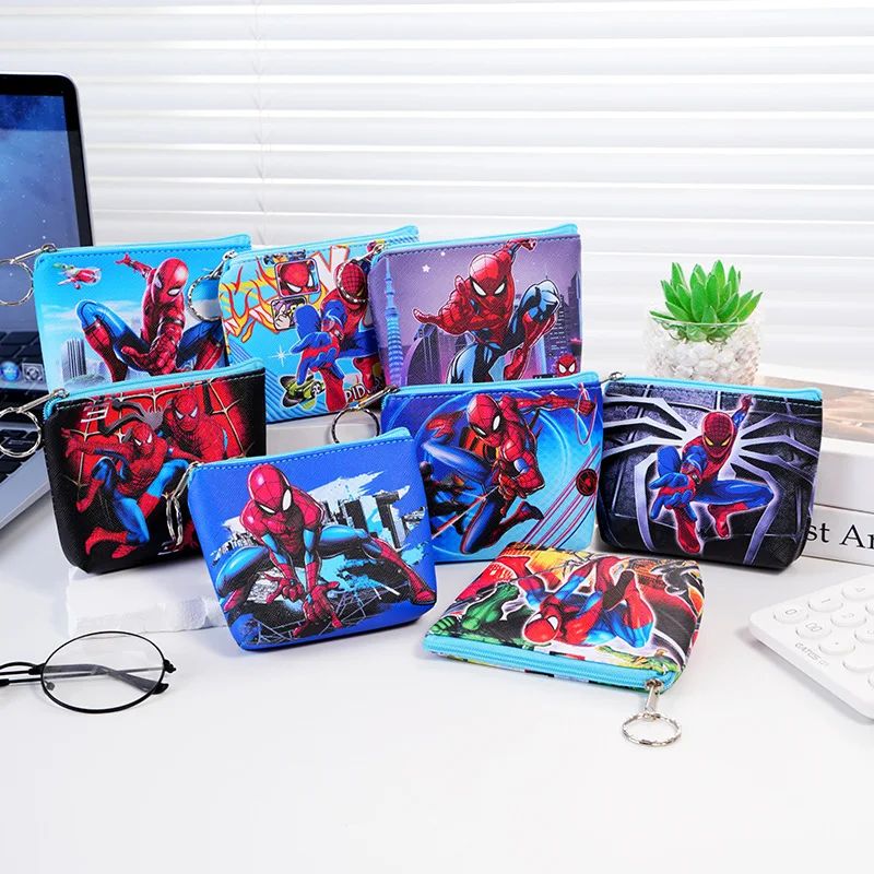 

8pcs New Anime Spider Man Coin Purse Women's Cute Wallet Card Bag Spidermen Keychain Coin Bag Wallets for Kid Gift Pouch