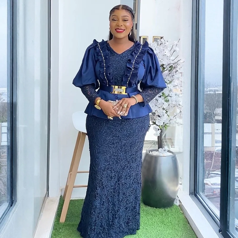 

Кружевное длинное платье Dr rican Momma с высокой талией Ele Formal Dr, женское модное весенне-осеннее сезонное длинное платье из тонкого материала...