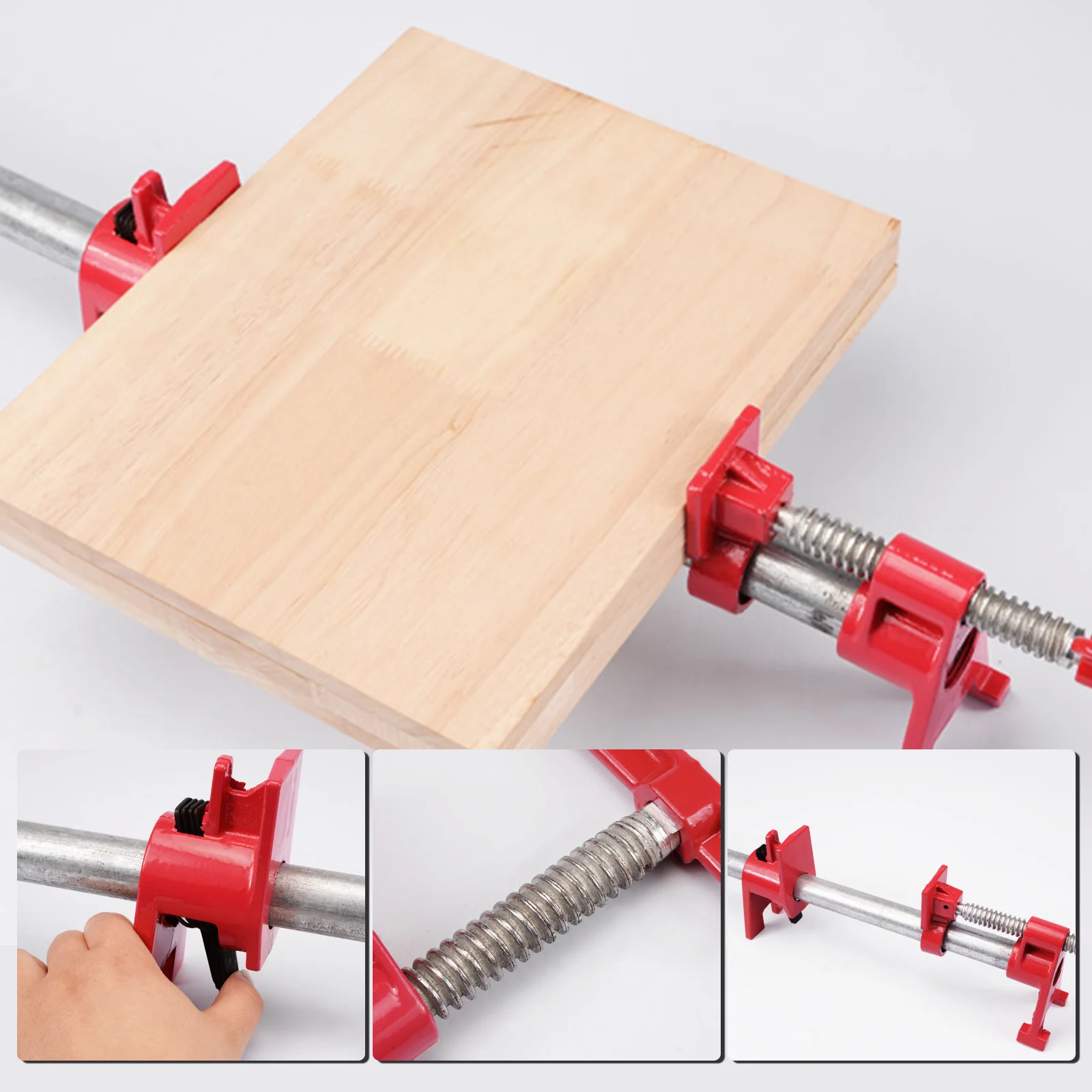 26.5mm 3/4\'\' Quick Release Wood Gluing Pipe Clamp Heavy Duty Wide Base Iron Wood Metal Clamp Set Woodworking Workbench