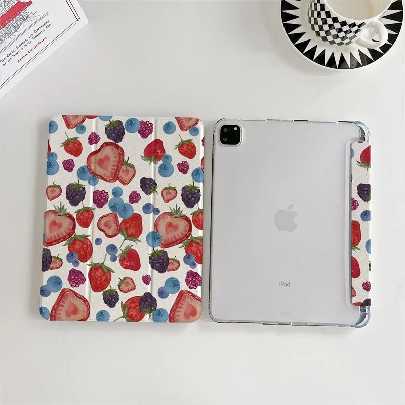 Painted strawberrie Tablet Case for Apple iPad Air 2024 Pro 11 inch Air 5/4 10.9 10th 7/8/9 10.2 Air 3 10.5 inch mini 6 5 4 Case