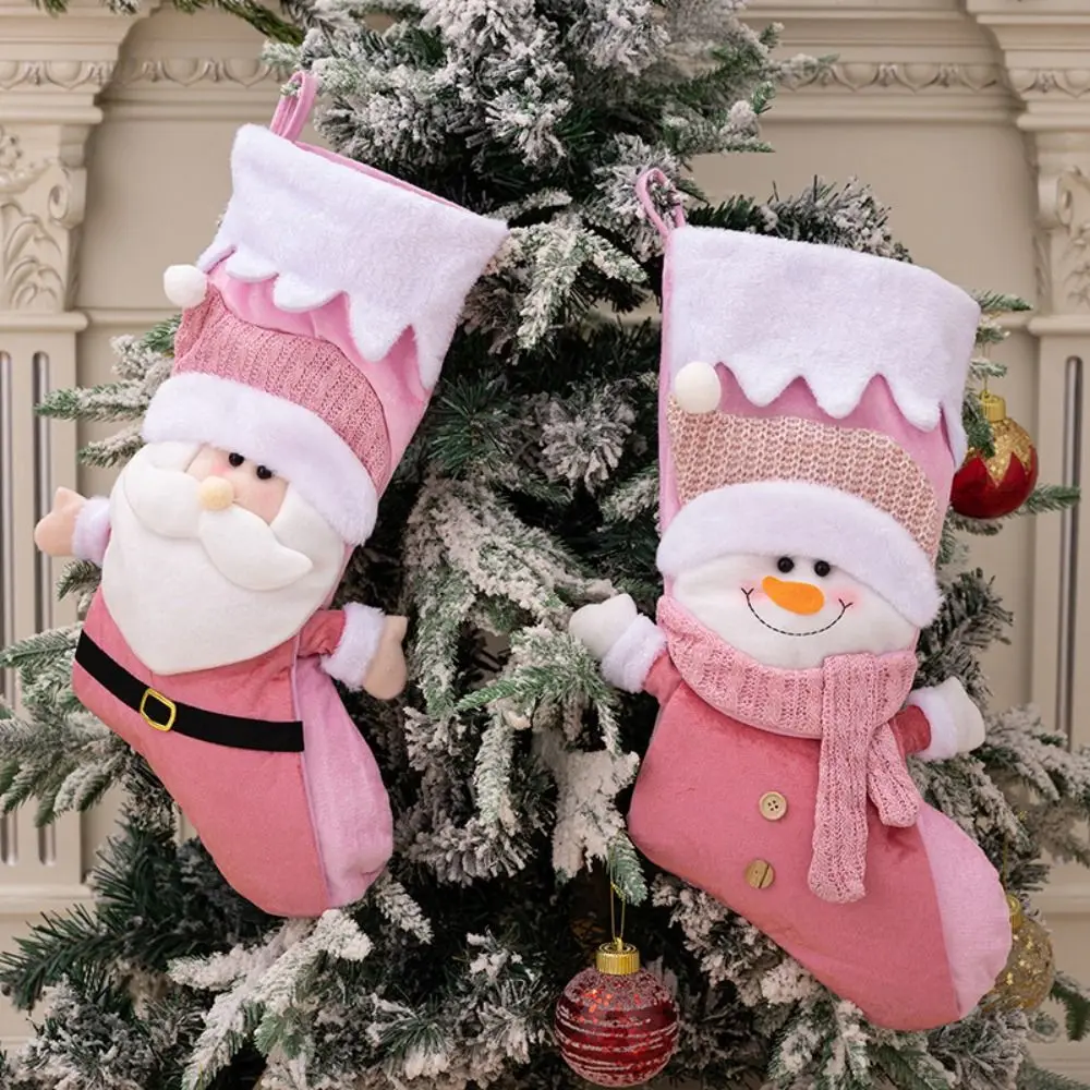 Candy Bag Hanging Christmas Stocking Santa Snowman Christmas Gift Sock Xmas Tree Ornaments Large Size Gift Bag Christmas Decor