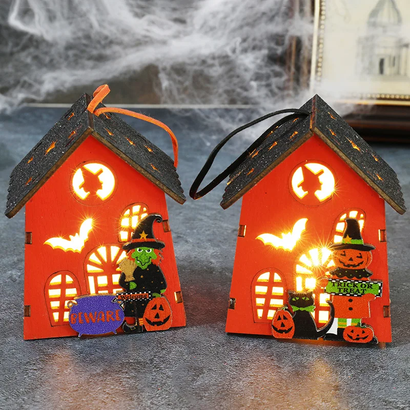 Cute Halloween Decoration Cabin Hanging Fun Holiday Props Small Lights Halloween Party Home Decoration Scene Setting Small Gift