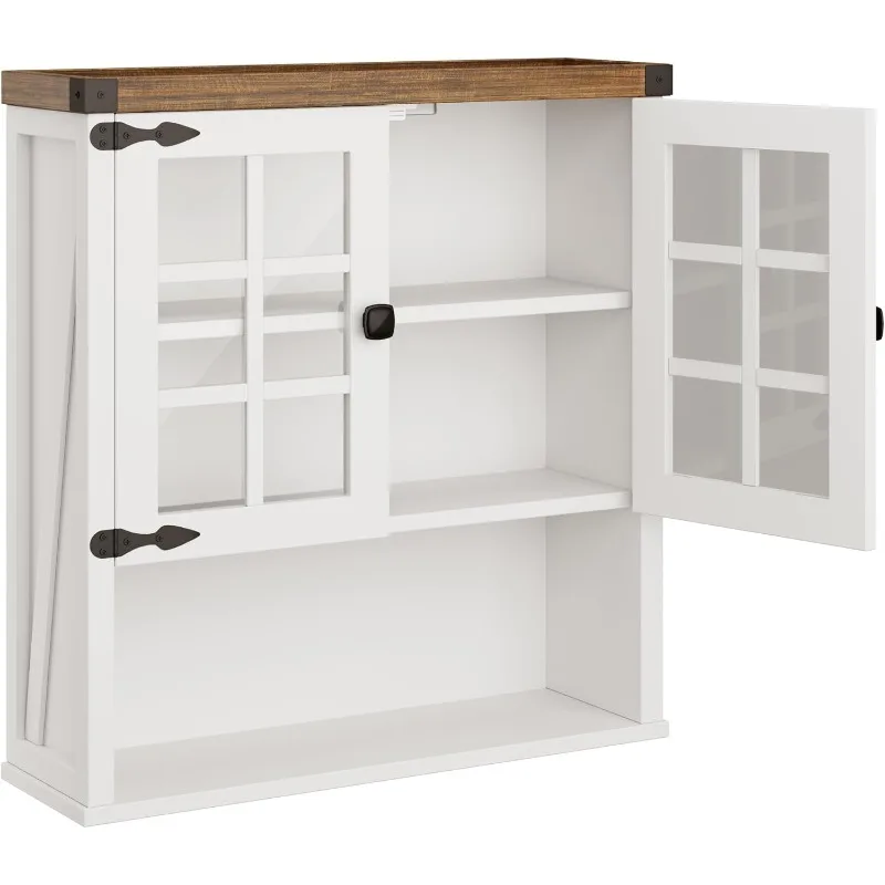 

Over The Toilet Storage Cabinet for Towel Bar, Farmhouse Medicine Cabinet Organizer with Doors and Shelves for Kitchen