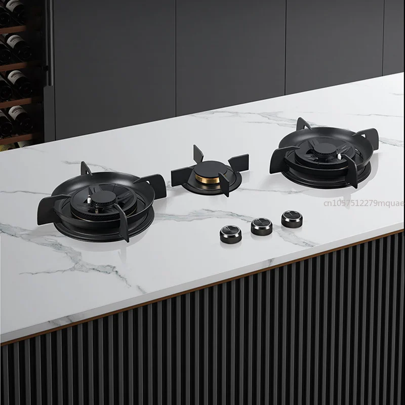Custom Kitchen 5.2KW Premium Built-in Cooktop 3-Burner Copper Flame Failure Protection Panel-Ready