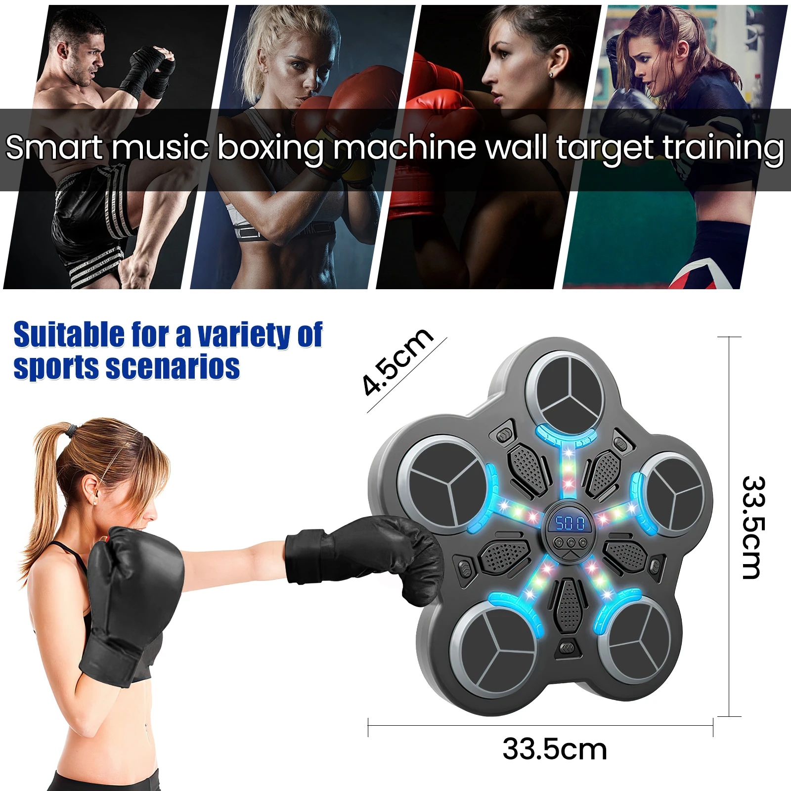 New Portable Smart Music Boxing Trainer For Kids With Gloves Bluetooth Interactive Rhythm Modes Safe Design Children Home Fitness Sa28fd79507a245da9a2af65becfbaa78y