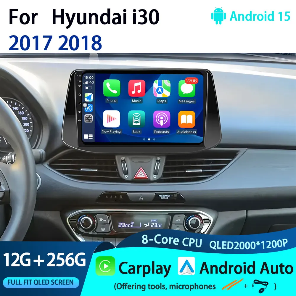 

Android 15 Stereo Screen Multimedia Player GPS Navigation Auto Car Radio For Hyundai i30 2017 2018 Carplay DSP 4G WIFI