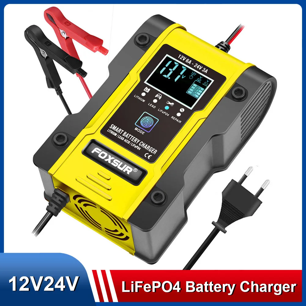 Lithium Iron Phosphate Charger Car Motorcycle Battery Charger 12.6V LiFePO4 Lithium Battery Charger 12V24V Lead-acid Battery