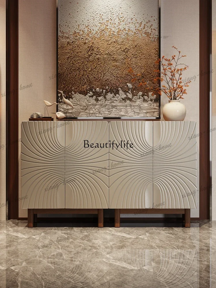 JJ Solid wood entrance cabinet light luxury entrance entrance decoration living room storage multi-functional storage side cabi