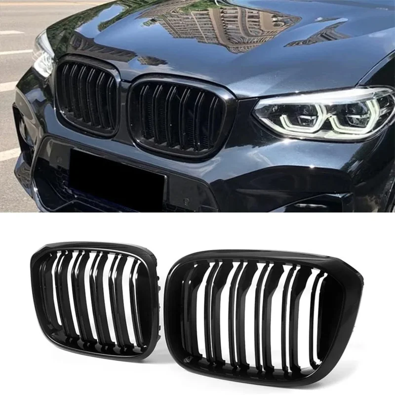 

For BMW X3 X4 G01 G02 car front cover kidney shaped double Flat noodles line grille body modification accessories 2018-2021