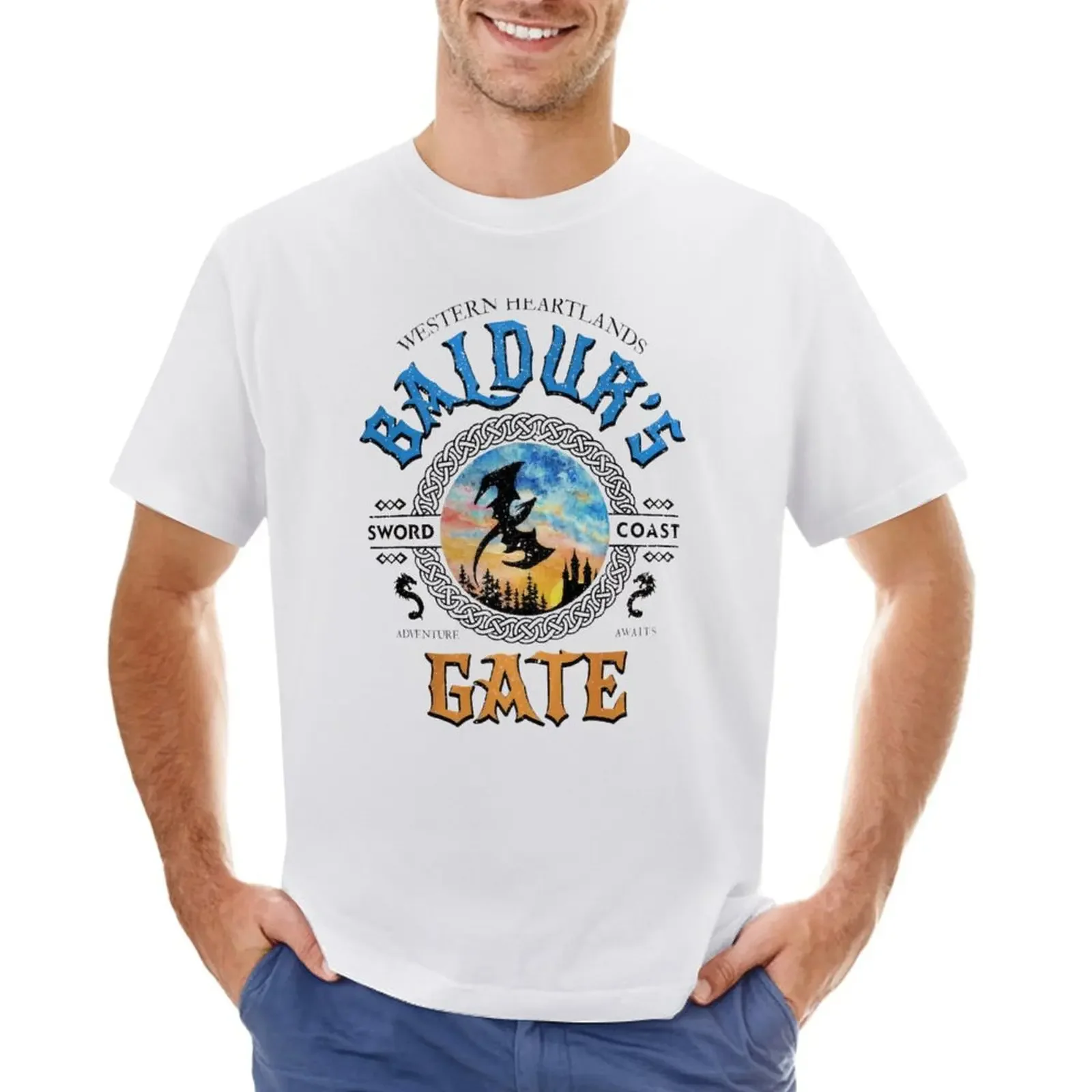 Adventure Awaits at Baldur_s Gate T-shirt plain tees oversized shirts graphic tees tshirts for men