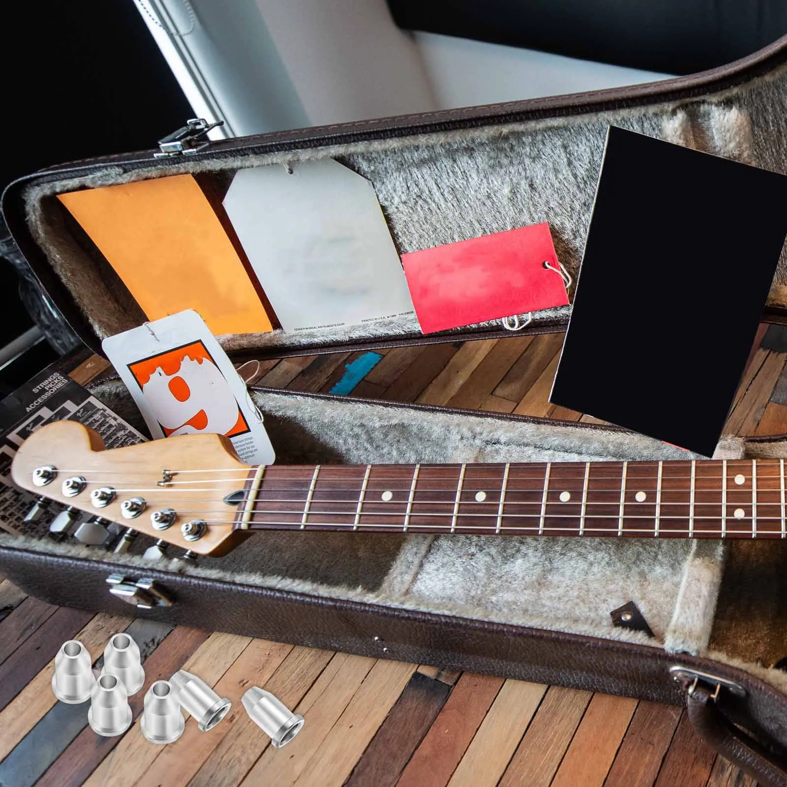 

6Pcs Guitar String Caps Electric Guitar Retainers Alloy Material DIY Accessories Long Term Use String Ferrules